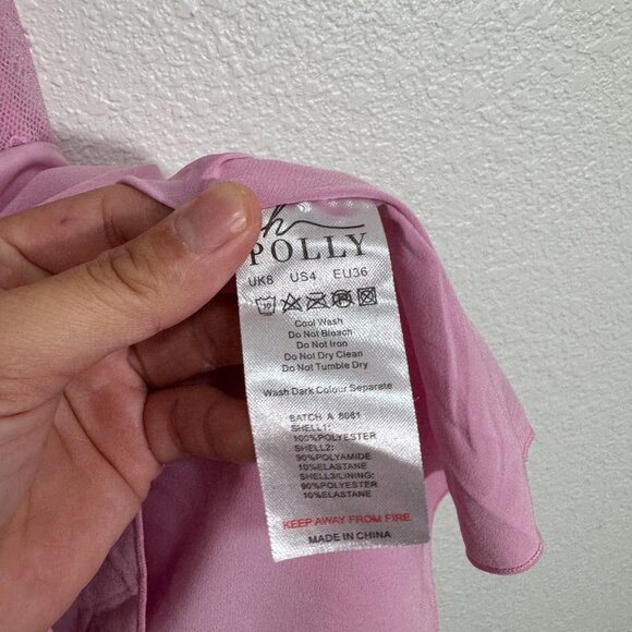 NEW OH POLLY Anniken Lace Handkerchief Hem Mini Dress in Baby Pink Size 8 - Picture 9 of 10